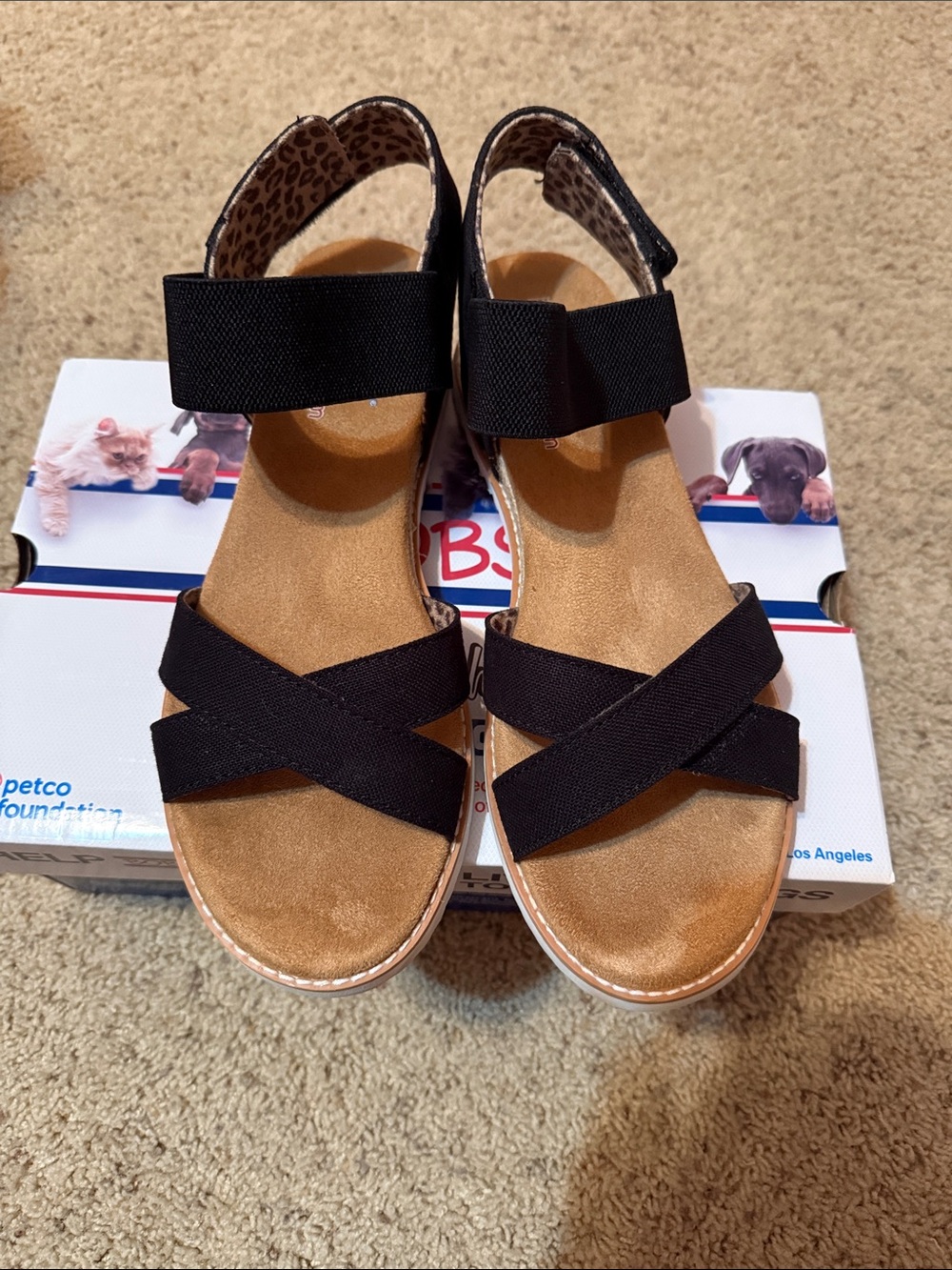 Skechers Black Elastic Crossover Strap Sandals